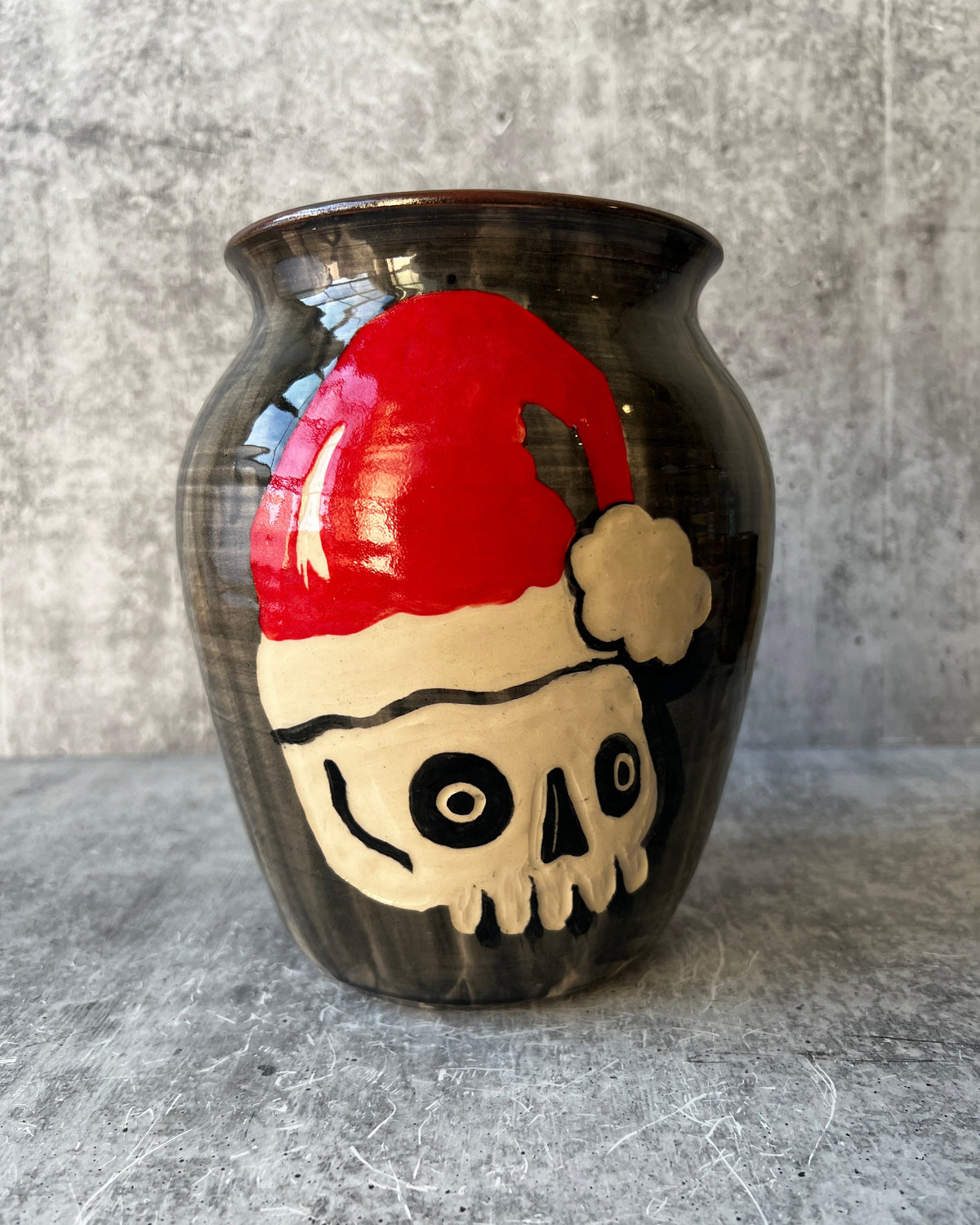 Skeleton Santa Vase