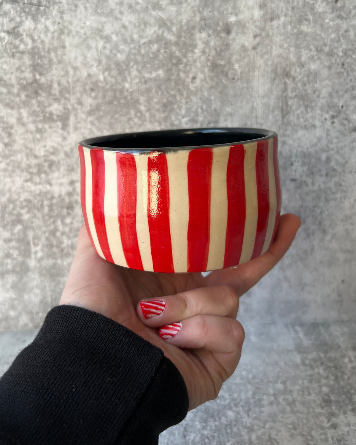 Red and White Striped Bowl